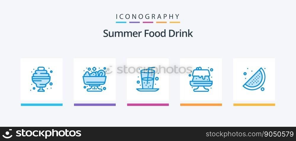 Summer Food Drink Blue 5 Icon Pack Including . food. food. lemon. cake. Creative Icons Design