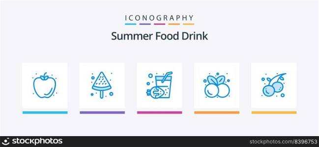 Summer Food Drink Blue 5 Icon Pack Including fruit. food. holiday. summer. fruit. Creative Icons Design