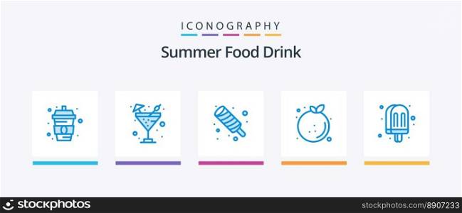 Summer Food Drink Blue 5 Icon Pack Including . ice cream. citrus. food. orange. Creative Icons Design