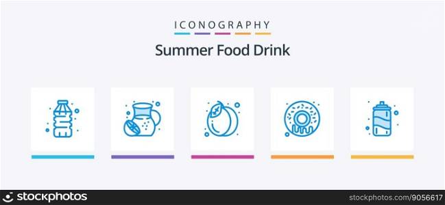 Summer Food Drink Blue 5 Icon Pack Including summer. drink. pack. donut. food. Creative Icons Design