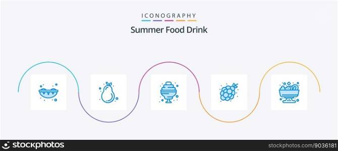 Summer Food Drink Blue 5 Icon Pack Including summer. salad. food. summer. fruit