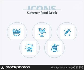 Summer Food Drink Blue Icon Pack 5 Icon Design. brochette. barbecue. food. water. food