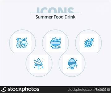 Summer Food Drink Blue Icon Pack 5 Icon Design. summer. fruit. fruit. food. summer