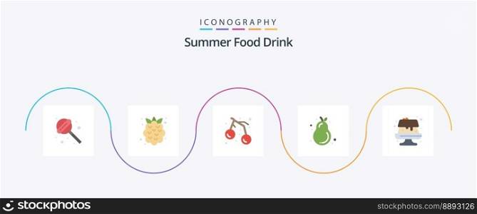 Summer Food Drink Flat 5 Icon Pack Including cake. food. summer. summer. avocado
