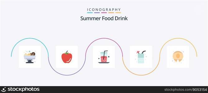 Summer Food Drink Flat 5 Icon Pack Including . drink. food