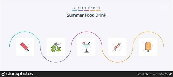Summer Food Drink Flat 5 Icon Pack Including drink. grilled food. drink. brochette. barbecue