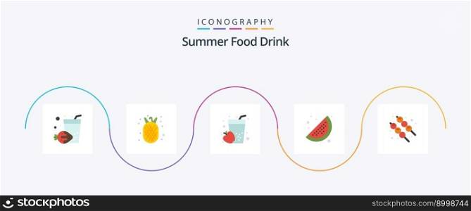Summer Food Drink Flat 5 Icon Pack Including . food. drink. marshmallow. lemon