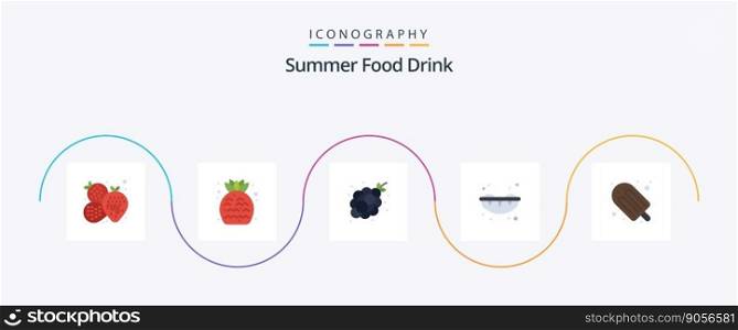 Summer Food Drink Flat 5 Icon Pack Including holiday. summer. bunch of grapes. sweet. summer