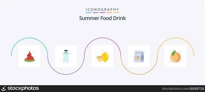 Summer Food Drink Flat 5 Icon Pack Including summer. pack. food. milk. drink