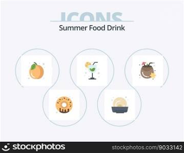 Summer Food Drink Flat Icon Pack 5 Icon Design. . drink. summer. coconut juice. summer