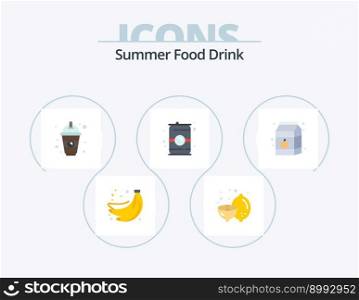 Summer Food Drink Flat Icon Pack 5 Icon Design. drink. water. beverage. can. drink