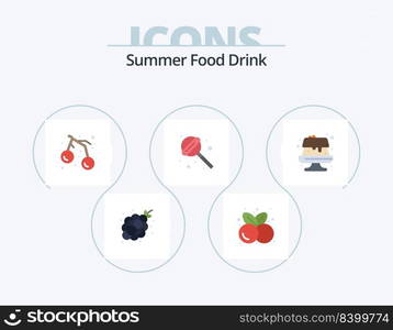 Summer Food Drink Flat Icon Pack 5 Icon Design. food. candy. healthy food. sweet. fruit