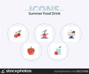 Summer Food Drink Flat Icon Pack 5 Icon Design. food. juice. food. food. beverage