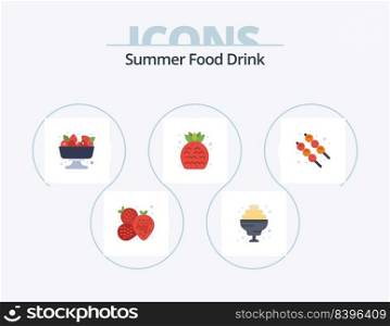 Summer Food Drink Flat Icon Pack 5 Icon Design. summer. marshmallow. food. fruit. food