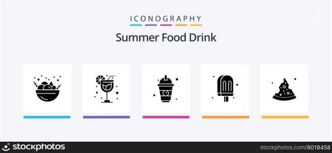Summer Food Drink Glyph 5 Icon Pack Including . food. food. pizza. ice cream. Creative Icons Design