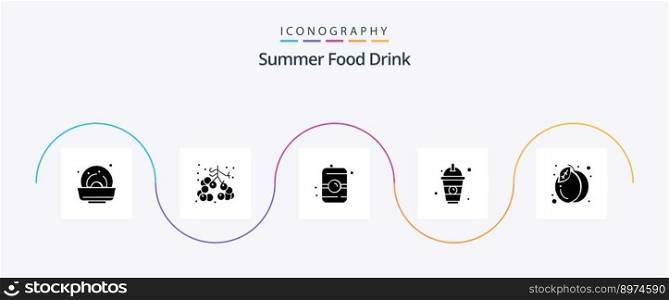 Summer Food Drink Glyph 5 Icon Pack Including summer. pack. food. juice. drink