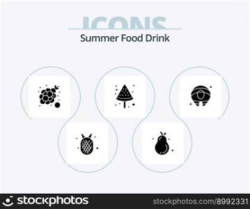 Summer Food Drink Glyph Icon Pack 5 Icon Design. food. summer. bunch of grapes. food. summer