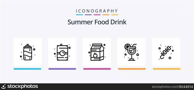 Summer Food Drink Line 5 Icon Pack Including fruit. food. food. bananas. summer. Creative Icons Design