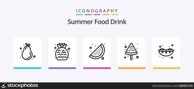 Summer Food Drink Line 5 Icon Pack Including juice. drink. food. beverage. organic food. Creative Icons Design