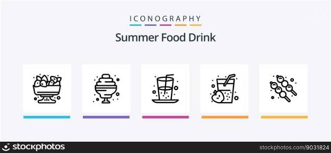 Summer Food Drink Line 5 Icon Pack Including . summer. summer. food. cherry. Creative Icons Design