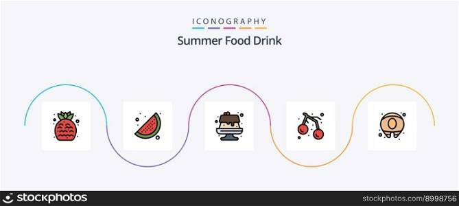 Summer Food Drink Line Filled Flat 5 Icon Pack Including . food. sweet. summer. fruit