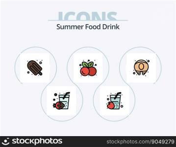 Summer Food Drink Line Filled Icon Pack 5 Icon Design. . fruit. food. food. summer