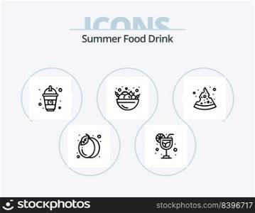 Summer Food Drink Line Icon Pack 5 Icon Design. food. bottle. food. water. food