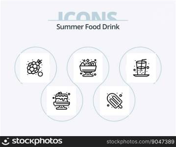 Summer Food Drink Line Icon Pack 5 Icon Design. juice. drink. sweet. beverage. fruit
