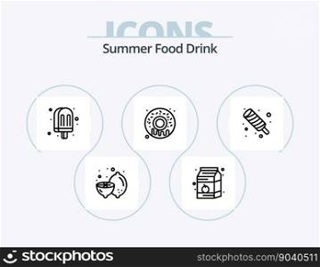 Summer Food Drink Line Icon Pack 5 Icon Design. summer. berries. food. milk. drink