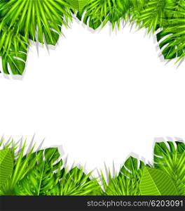 Summer Fresh Background with Tropical Leaves. Illustration Summer Fresh Background with Tropical Leaves and Copy Space for Your Text - Vector