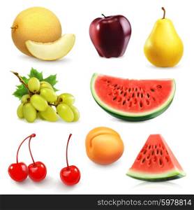 Summer fruits, set of vector icon
