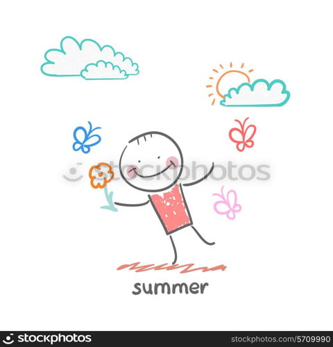 summer. Fun cartoon style illustration. The situation of life.