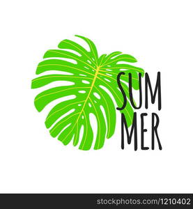 Summer Fun Sticker. Monstera Badge. Hand Drawn Vector Element. Summer Fun Sticker. Monstera Badge. Hand Drawn Vector Element.