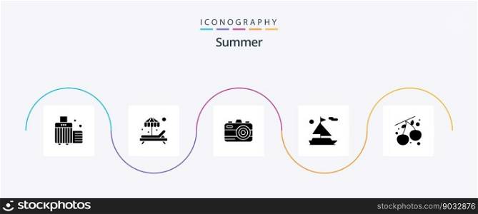 Summer Glyph 5 Icon Pack Including . food%d. photo. cherry. ship