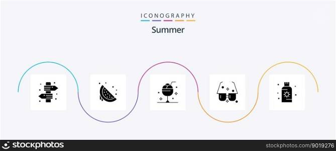 Summer Glyph 5 Icon Pack Including summer. eyeglasses. sweet. summer. glass