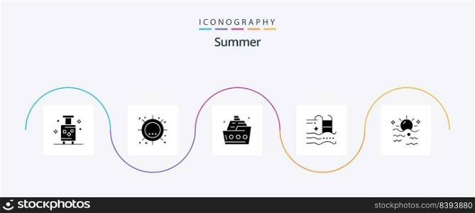 Summer Glyph 5 Icon Pack Including summer. holiday. sunlight. summer. sea