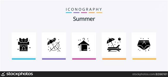 Summer Glyph 5 Icon Pack Including vacation. shorts. holiday. sunbathe. person. Creative Icons Design