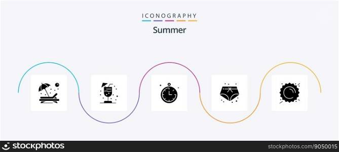 Summer Glyph 5 Icon Pack Including weather. sun. compass. summer. summer