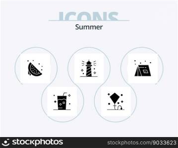 Summer Glyph Icon Pack 5 Icon Design. ocean. beach. summer. watermelon. summer