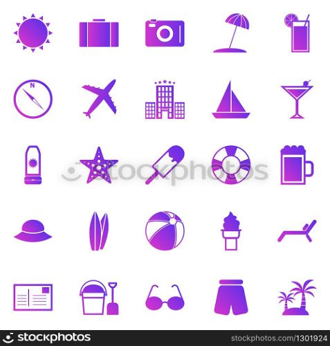 Summer gradient icons on white background, stock vector