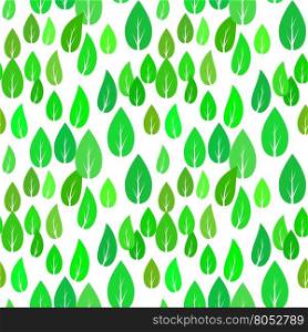 Summer Green Leaves Isolated on White Background. Seamless Different Leaves Pattern. Summer Green Different Leaves Seamless Pattern