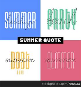 Summer hand drawn brush font letterings. Summer typography - best ever, holiday, beach party.