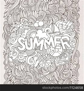 Summer hand lettering and doodles elements. Vector illustration. Summer hand lettering and doodles elements.