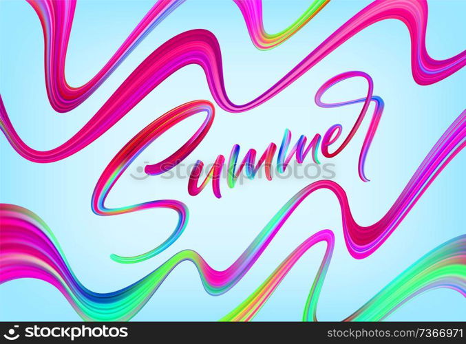 Summer Handwritten brush stroke acrylic paint lettering. Vector millustration EPS10. Summer Handwritten brush stroke acrylic paint lettering. Vector millustration