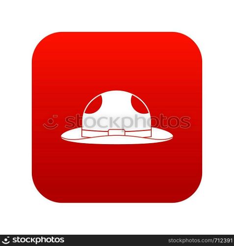 Summer hat icon digital red for any design isolated on white vector illustration. Summer hat icon digital red
