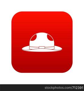 Summer hat icon digital red for any design isolated on white vector illustration. Summer hat icon digital red