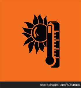 Summer heat icon. Orange background with black. Vector illustration.