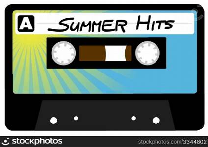 Summer Hits - Retro Audio Cassette Tape Isolated on White