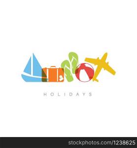 Summer holiday concept minimalist vector illustration / icon. Summer holiday concept illustration