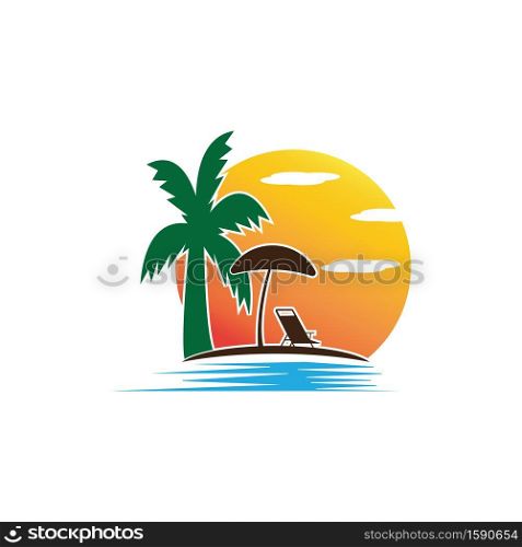 Summer Holiday On The Beach logo vector